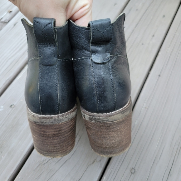 Vintage 90s y2k Bratz Black Leather Chunky Heel Square Toe Ankle Boots Booties 9 - Picture 6 of 10